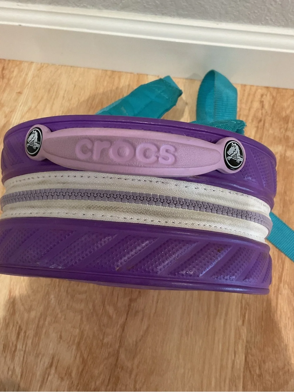Crocs durable Backpack purple with Teal adjustable Straps zipper closure school